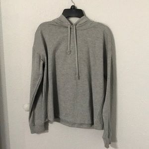 Grey Hoodie with Pink Floral Design on Hoodie